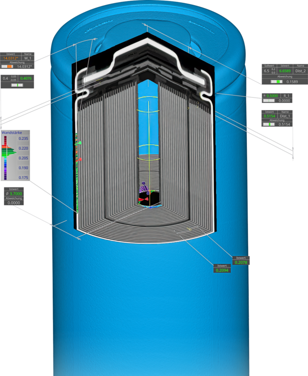 Messung von Batteriezellen mit TomoScope® S Plus